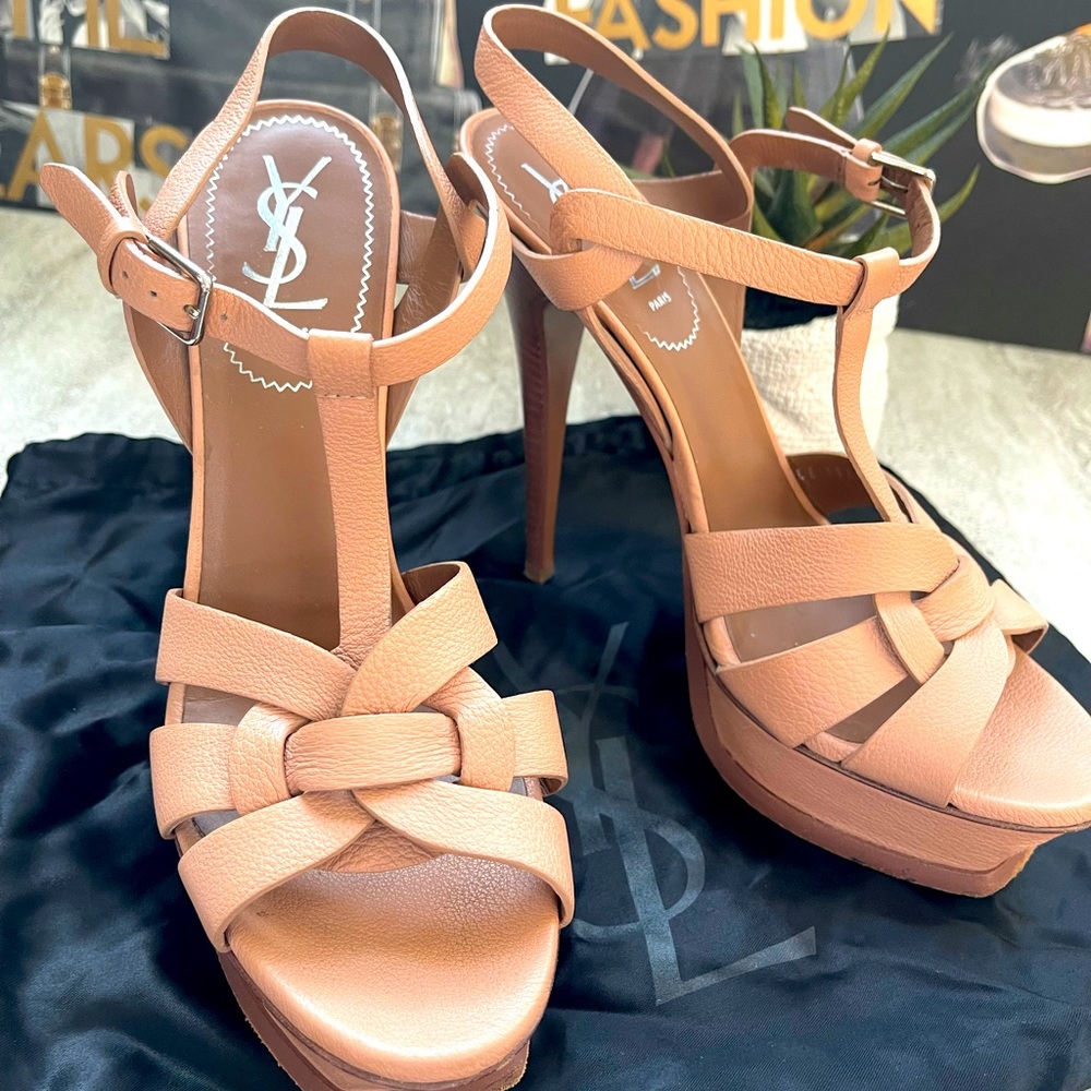 YVES SAINT LAURENT SANDALS TRIBUTE  PINK LEATHER